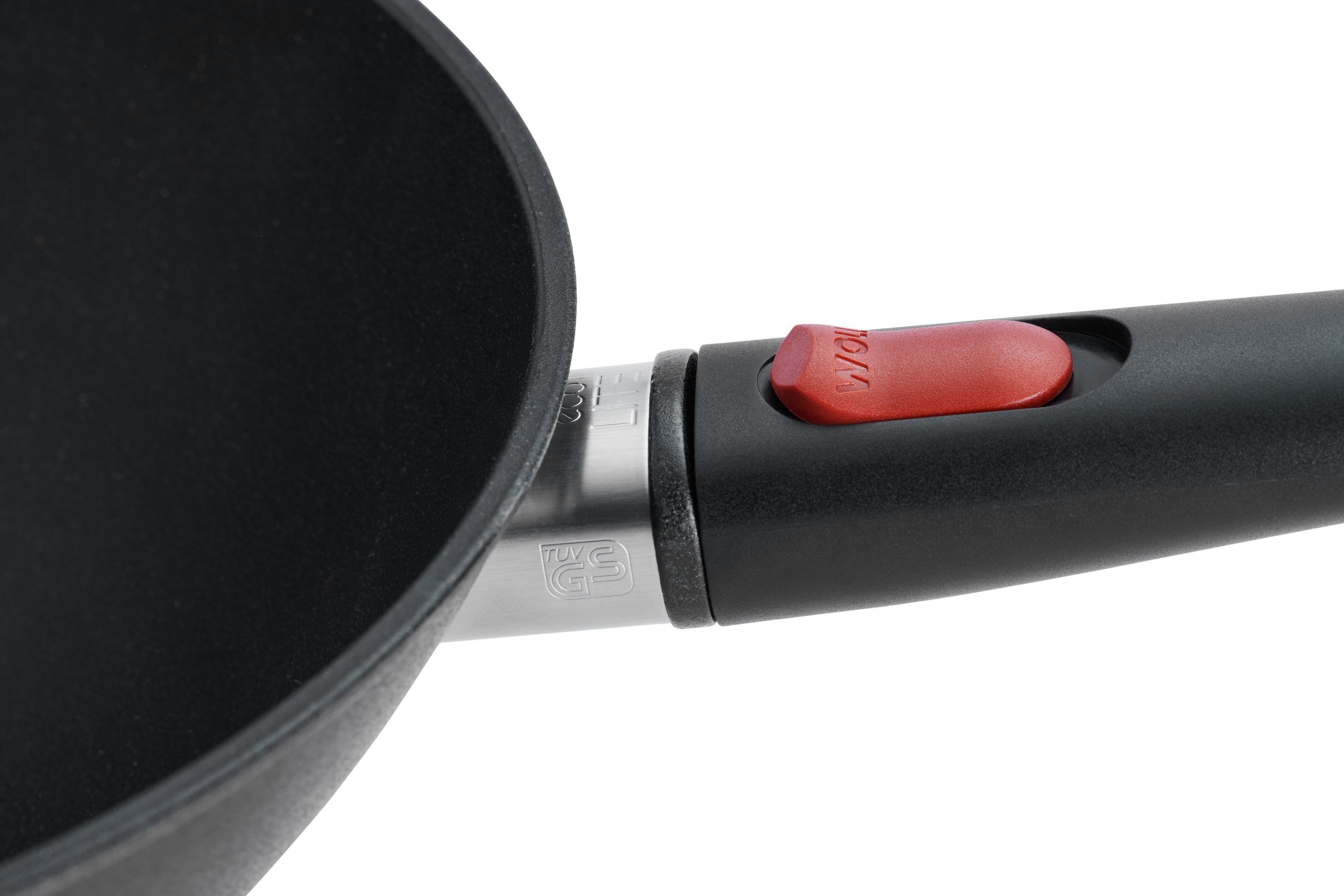 EcoLite QXR Wok Detailansicht | Alle Herdarten inkl. Induktion | Abnehmbarer Phenolic-Stiel | 30 cm