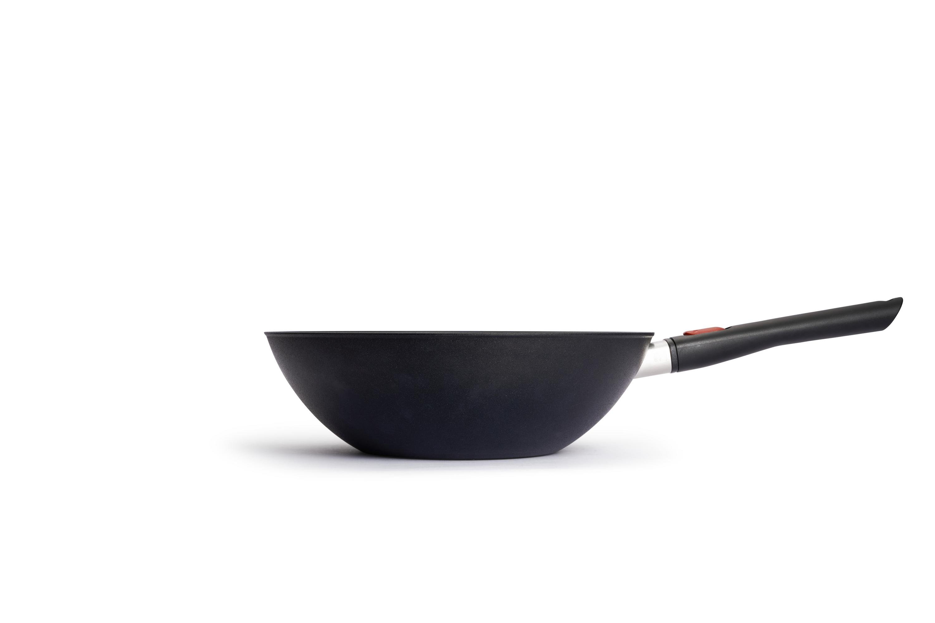 EcoLite QXR Wok Seitenansicht | Alle Herdarten inkl. Induktion | Abnehmbarer Phenolic-Stiel | 30 cm