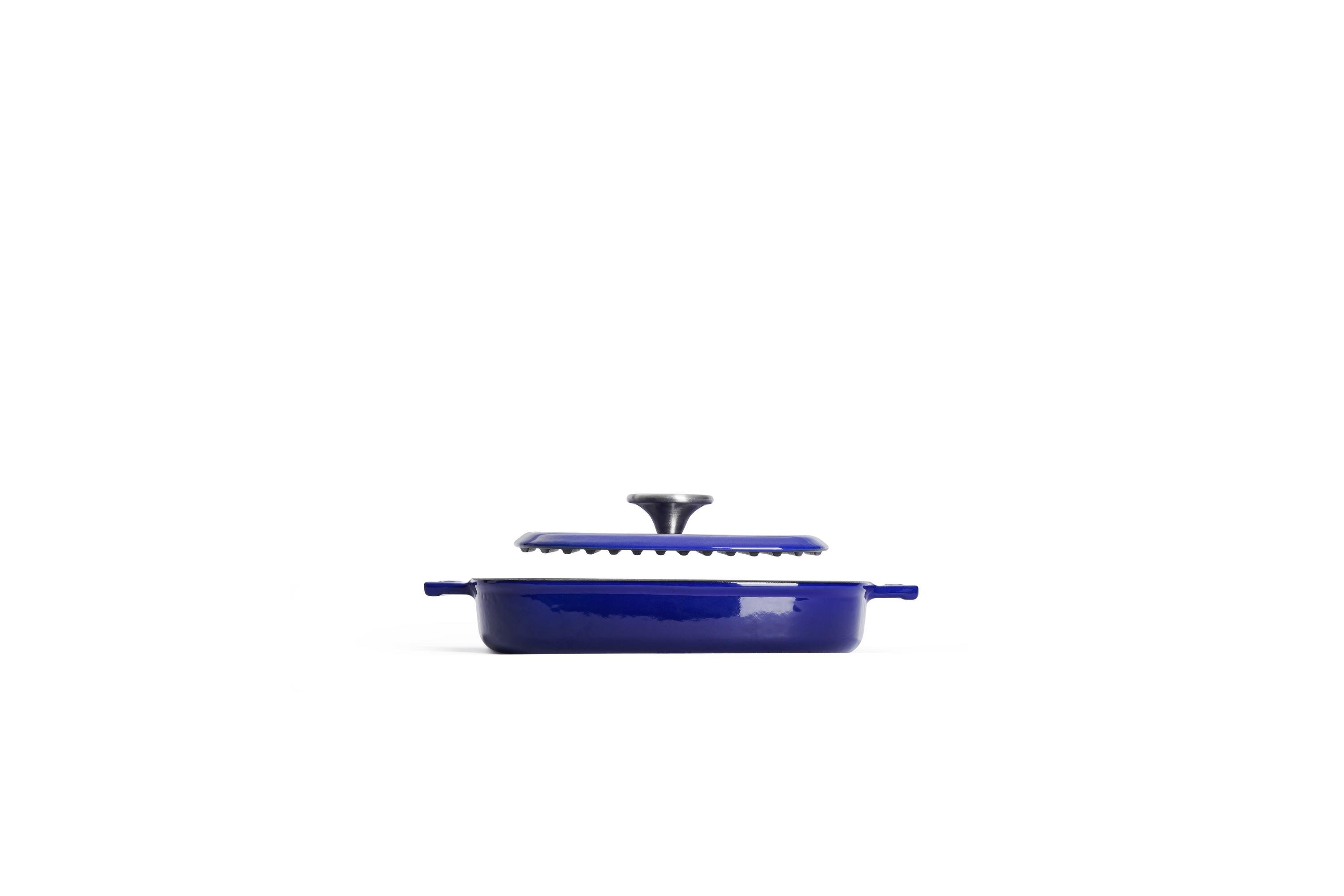 624-2CI-020_Steak_Press_Profile Iron Guss-Grillpfannen-Set mit Küchenzange, 24 x 24 cm