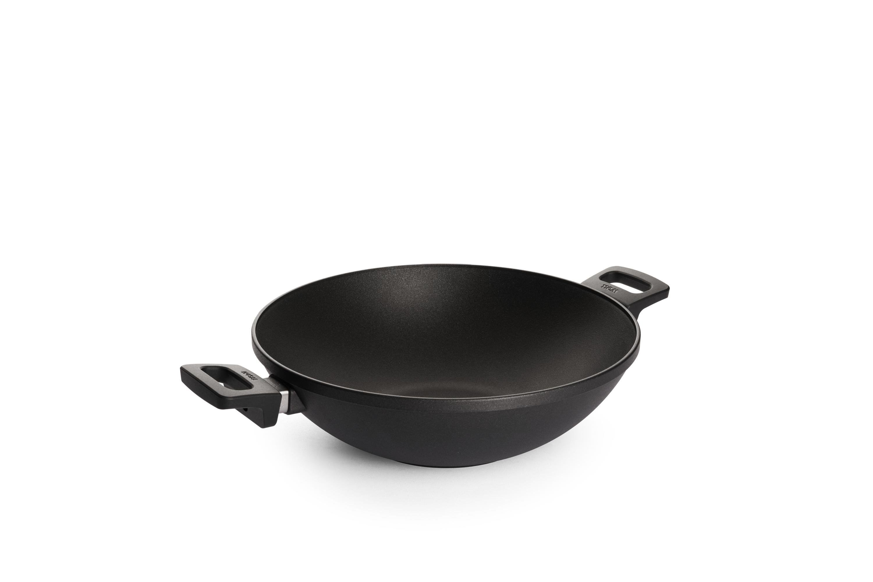 Nowo Titanium Guss-Wok | Alle Herdarten inkl. Induktion | 2 Seitengriffe | 32cm